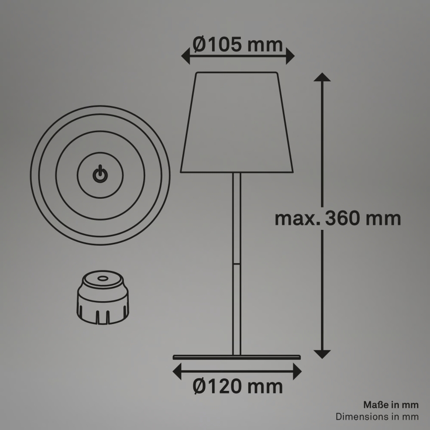 Briloner 7510013 - LED RGBW Stmívatelná venkovní nabíjecí stolní lampa CALIDA LED/2,5W/5V IP44 1200 mAh bronzová