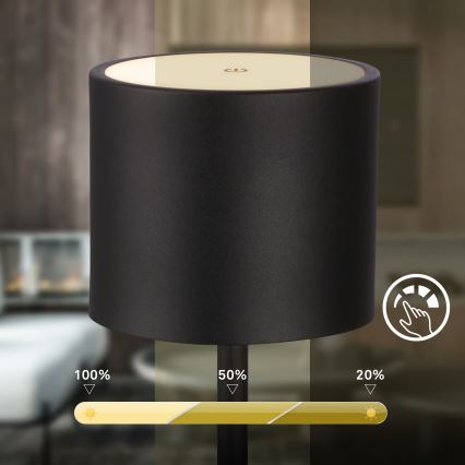 Briloner 7521015 - LED Stmívatelná venkovní nabíjecí stolní lampa SIGO LED/2,5W/5V IP44 2600 mAh černá