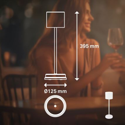 Briloner 7521016 - LED Stmívatelná nabíjecí venkovní stolní lampa SIGO LED/2,5W/5V IP44 2600 mAh bílá