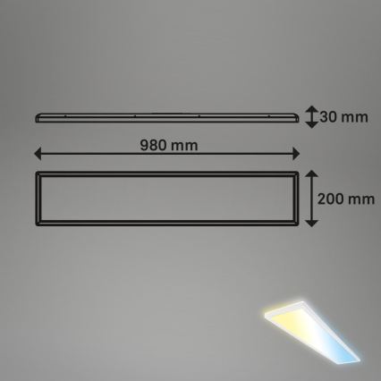 Briloner 7533-016 - LED Stmívatelný přisazený panel TAVA LED/36W/230V 2700-6500K 98x20 cm + dálkové ovládání