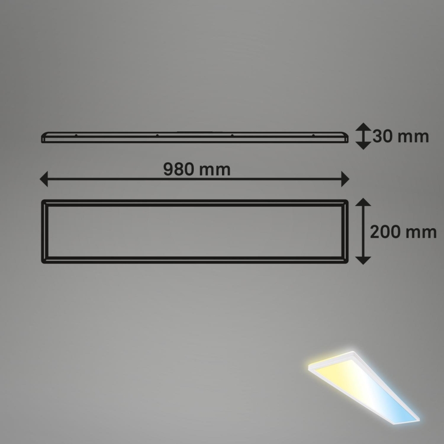 Briloner 7533-016 - LED Stmívatelný přisazený panel TAVA LED/36W/230V 2700-6500K 98x20 cm + dálkové ovládání