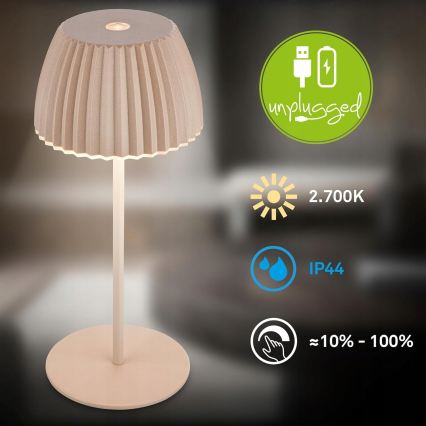 Briloner 7552-011 - LED Stmívatelná nabíjecí dotyková venkovní stolní lampa MINI LED/1,5W/5V IP44 1800 mAh béžová