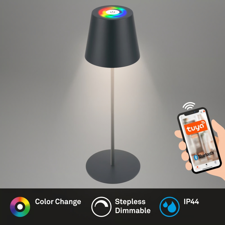 Briloner 7559015 - LED RGB Stmívatelná nabíjecí venkovní stolní lampa COLORIS LED/3,5W/5V IP44 2000 mAh antracit Wi-Fi Tuya