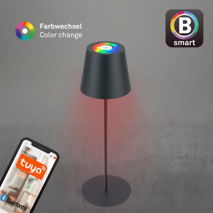 Briloner 7559015 - LED RGB Stmívatelná nabíjecí venkovní stolní lampa COLORIS LED/3,5W/5V IP44 2000 mAh antracit Wi-Fi Tuya