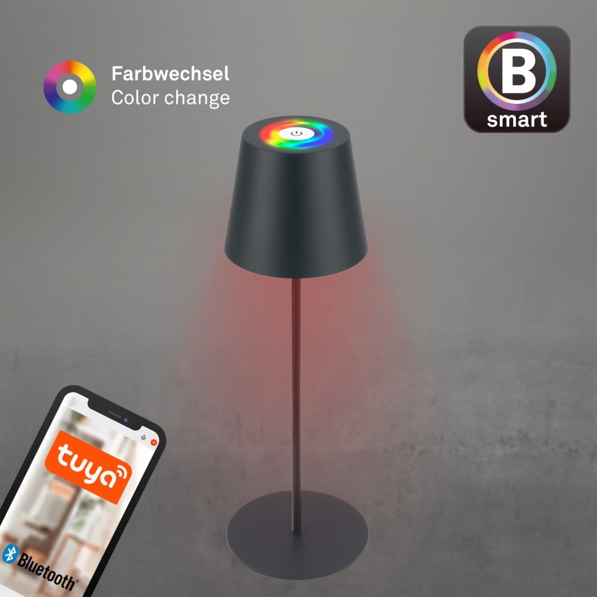 Briloner 7559015 - LED RGB Stmívatelná nabíjecí venkovní stolní lampa COLORIS LED/3,5W/5V IP44 2000 mAh antracit Wi-Fi Tuya