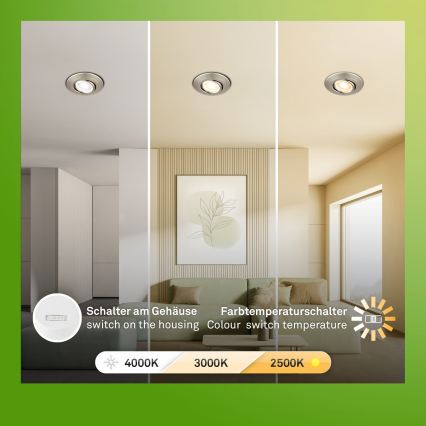 Briloner 7586032 - SADA 3x LED Koupelové podhledové svítidlo KLIRA 1xLED/4,9W/230V 2500/3000/4000K IP23 matný chrom