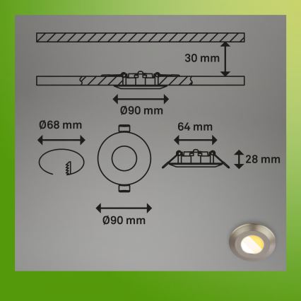 Briloner 7588032 - SADA 3x LED Koupelnové podhledové svítidlo KLIRA 1xLED/4,9W/230V 2500/3000/4000K IP44 matný chrom