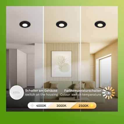 Briloner 7588035 - SADA 3x LED Koupelnové podhledové svítidlo KLIRA LED/4,9W/230V 2500/3000/4000K IP44 černá