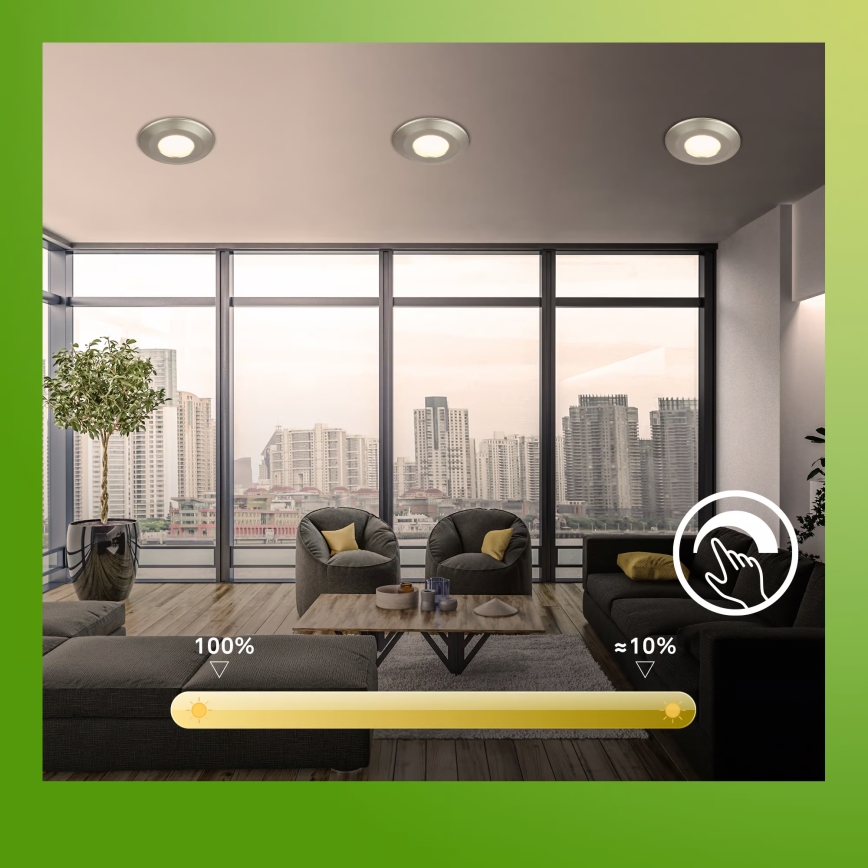 Briloner 7589032 - SADA 3x LED Stmívatelné koupelnové podhledové svítidlo KLIRA 1xLED/4,9W/230V IP44 matný chrom