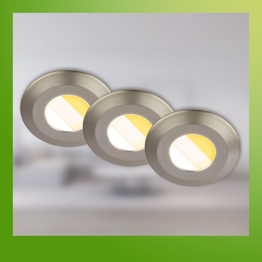 Briloner 7589032 - SADA 3x LED Stmívatelné koupelnové podhledové svítidlo KLIRA LED/4,9W/230V IP44 matný chrom
