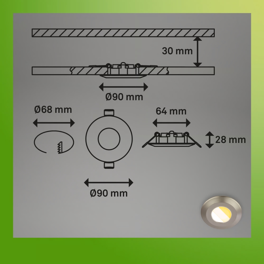 Briloner 7589032 - SADA 3x LED Stmívatelné koupelnové podhledové svítidlo KLIRA LED/4,9W/230V IP44 matný chrom