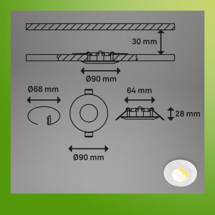 Briloner 7589036 - SADA 3x LED Stmívatelné koupelnové podhledové svítidlo KLIRA LED/4,9W/230V 2500/3000/4000K IP44 bílá