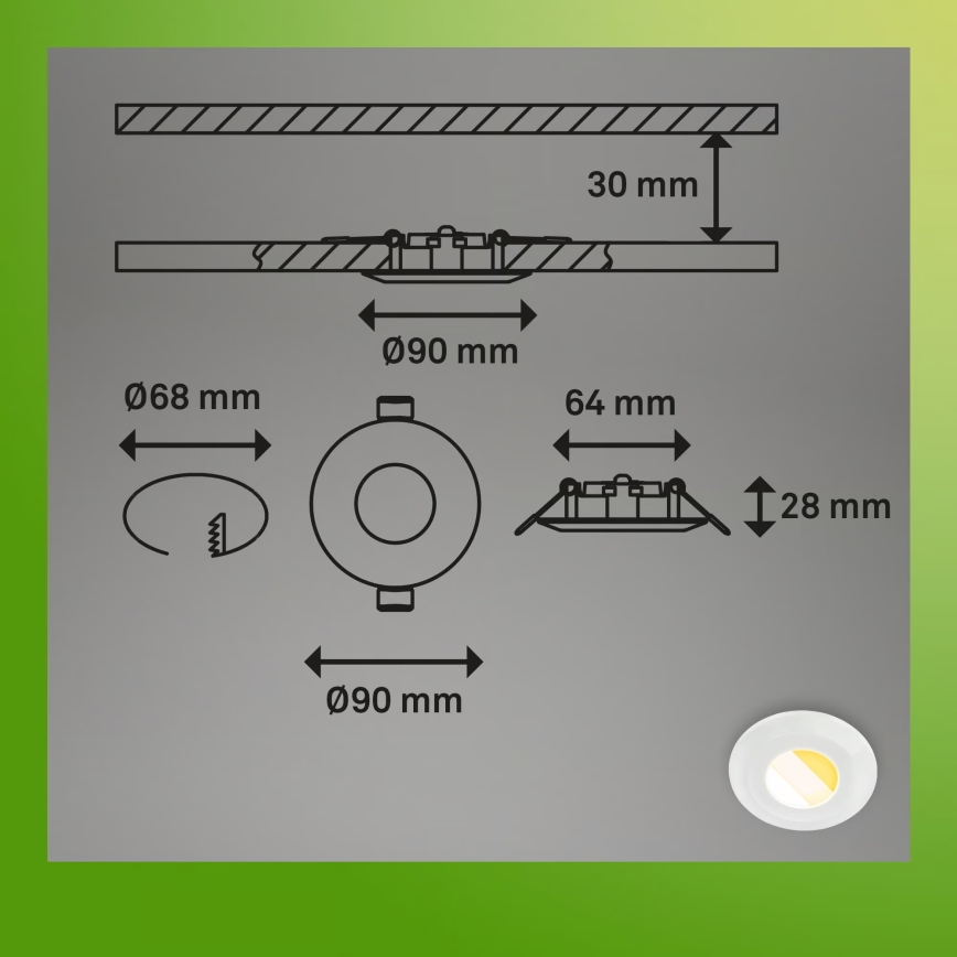 Briloner 7589036 - SADA 3x LED Stmívatelné koupelnové podhledové svítidlo KLIRA LED/4,9W/230V 2500/3000/4000K IP44 bílá