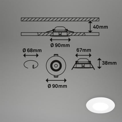 Briloner 7598036 - SADA 3x LED Koupelnové podhledové svítidlo LED/4,9W/230V IP44 2700/4000/6500K bílá