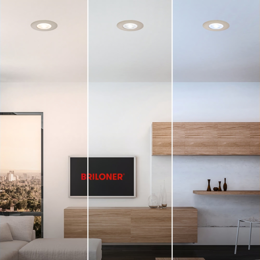 Briloner 7605032 - SADA 3xLED Koupelnové podhledové svítidlo 3xLED/4,9W/230V IP44 matný chrom