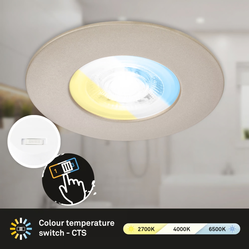 Briloner 7605032 - SADA 3xLED Koupelnové podhledové svítidlo 3xLED/4,9W/230V IP44 matný chrom