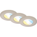 Briloner 7605032 - SADA 3xLED Koupelnové podhledové svítidlo 3xLED/4,9W/230V 2700/4000/6500K IP44 matný chrom