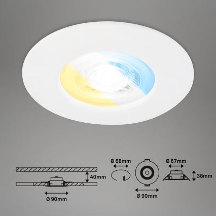 Briloner 7605036 - SADA 3xLED Koupelnové podhledové svítidlo 3xLED/4,9W/230V IP44 bílá