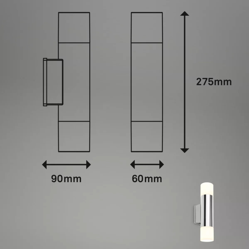 Briloner - LED Koupelnové nástěnné svítidlo 2xGU10/4,8W/230V IP44 3000K lesklý chrom