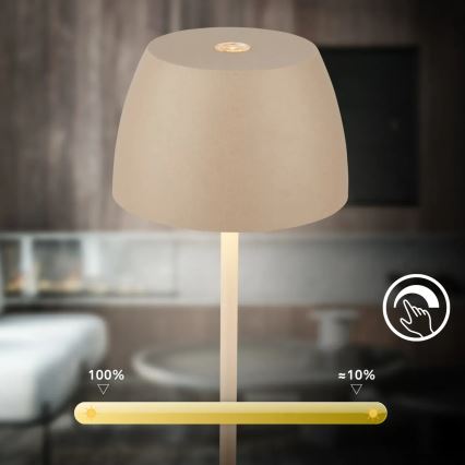 Briloner - LED Stmívatelná nabíjecí dotyková venkovní stolní lampa MINI LED/2,5W/5V IP44 1800 mAh béžová
