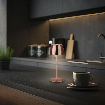 Briloner - LED Stmívatelná nabíjecí dotyková venkovní stolní lampa MINI LED/2,5W/5V IP44 1800 mAh měděná