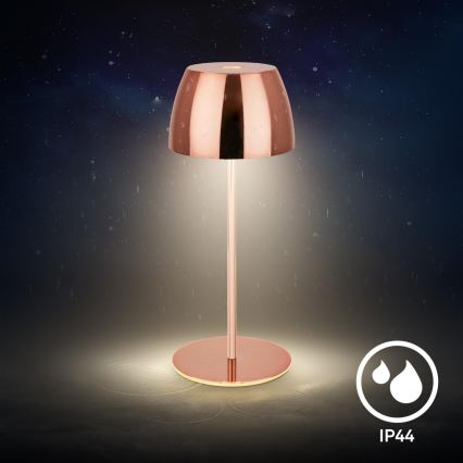 Briloner - LED Stmívatelná nabíjecí dotyková venkovní stolní lampa MINI LED/2,5W/5V IP44 1800 mAh měděná