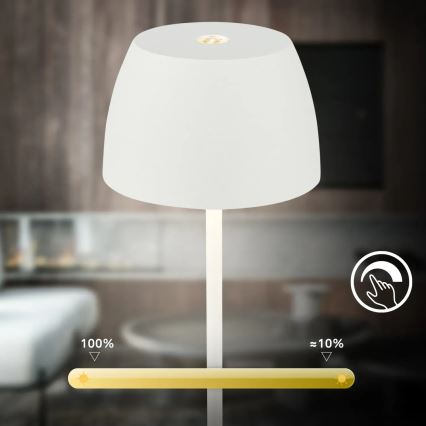 Briloner  - LED Stmívatelná nabíjecí dotyková venkovní stolní lampa MINI LED/2,5W/5V IP44 1800 mAh bílá
