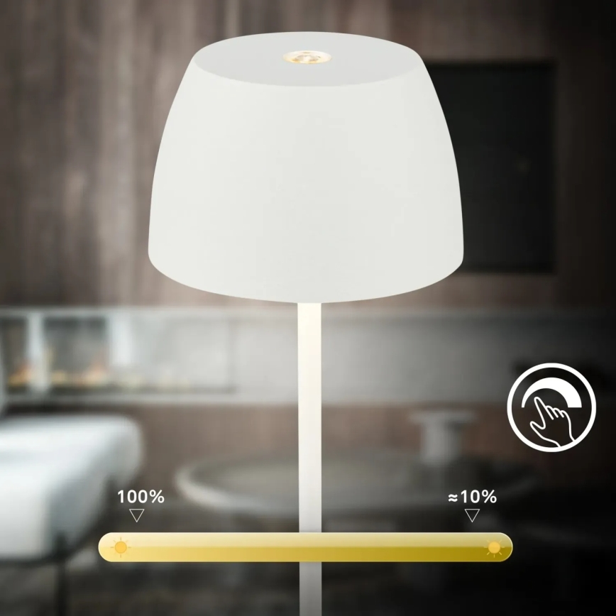 Briloner  - LED Stmívatelná nabíjecí dotyková venkovní stolní lampa MINI LED/2,5W/5V IP44 1800 mAh bílá