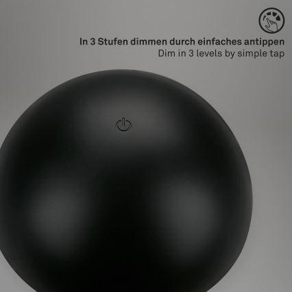 Briloner - LED Stmívatelná nabíjecí dotyková venkovní stolní lampa LED/2,6W/5V 3000K IP44 2000 mAh černá