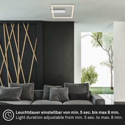 Briloner - LED Stropní svítidlo se senzorem pohybu a soumraku FRAME LED/14W/230V 3000K 30x32 cm matný chrom