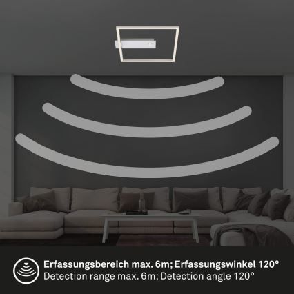 Briloner - LED Stropní svítidlo se senzorem pohybu a soumraku FRAME LED/14W/230V 3000K 30x32 cm matný chrom