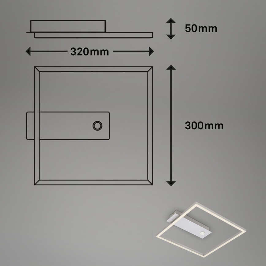 Briloner - LED Stropní svítidlo se senzorem pohybu a soumraku FRAME LED/14W/230V 3000K 30x32 cm matný chrom