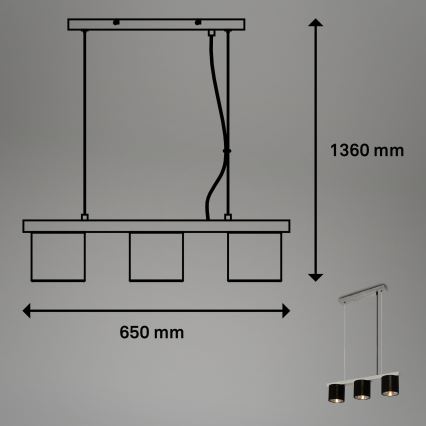 Briloner - Lustr na lanku LURI 3xE14/25W/230V kaučukovník