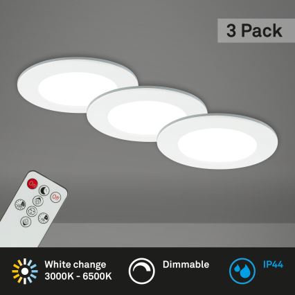 Briloner - SADA 3x LED Stmívatelné koupelnové podhledové svítidlo LED/4,8W/230V 3000-6500K IP44 + dálkové ovládání