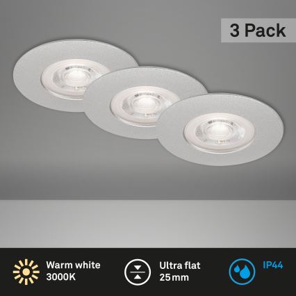 Briloner- SADA 3x LED Koupelnové podhledové svítidlo LED/4,9W/230V IP44 stříbrná