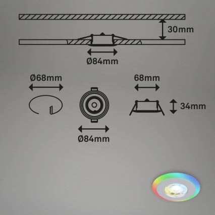 Briloner - SADA 3x LED RGBW Stmívatelné koupelnové podhledové svítidlo LED/5W/230V 3000-6500K IP44 + dálkové ovládání