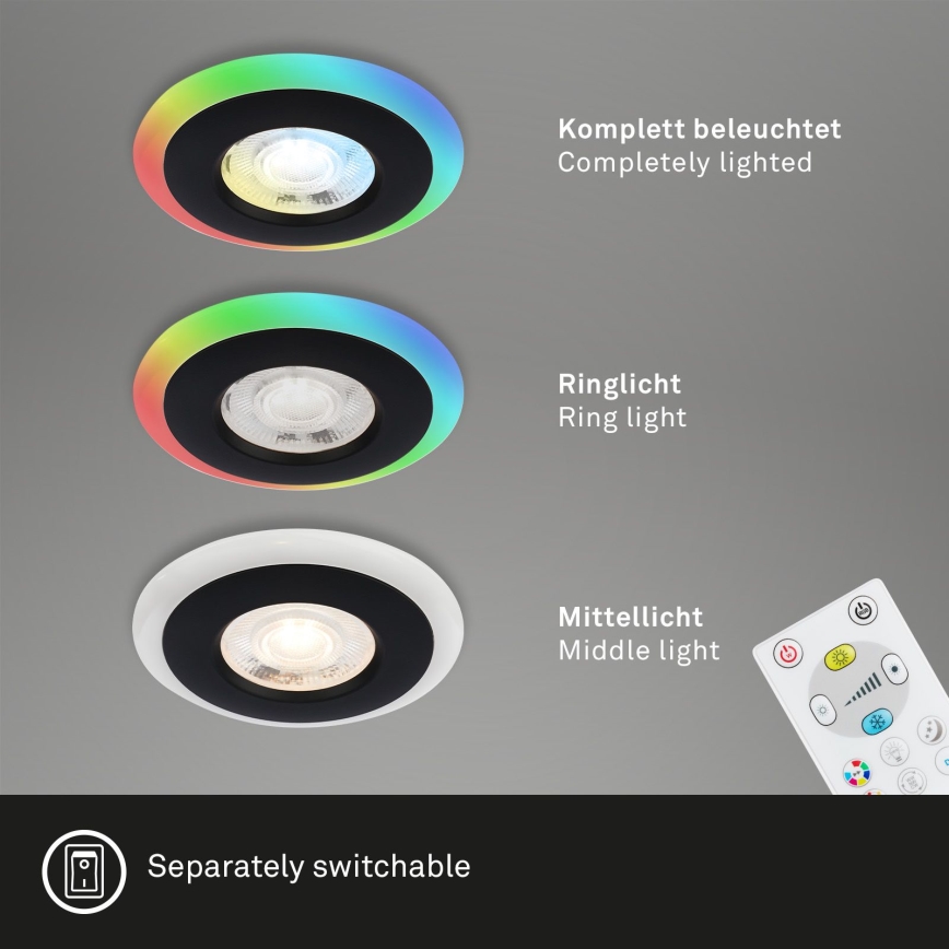 Briloner - SADA 3x LED RGBW Stmívatelné koupelnové podhledové svítidlo LED/5W/230V 3000-6500K IP44 + dálkové ovládání