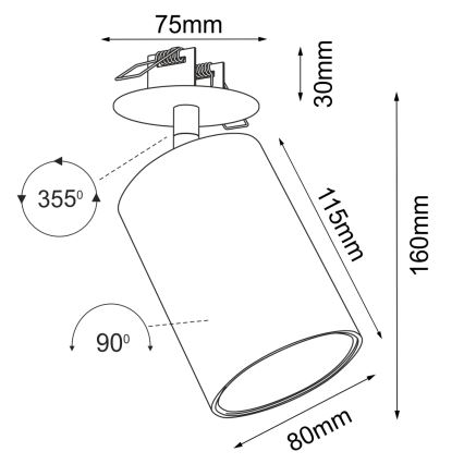 Brosline - Podhledové bodové svítidlo 1xGU10/10W/230V černá