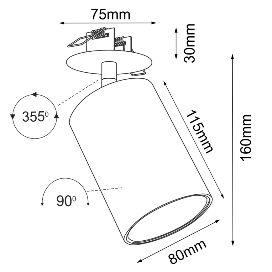 Brosline - Podhledové bodové svítidlo 1xGU10/10W/230V černá