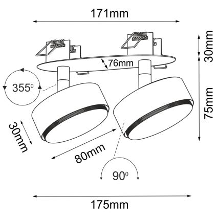 Brosline - Podhledové bodové svítidlo 2xGX53/9W/230V bílá