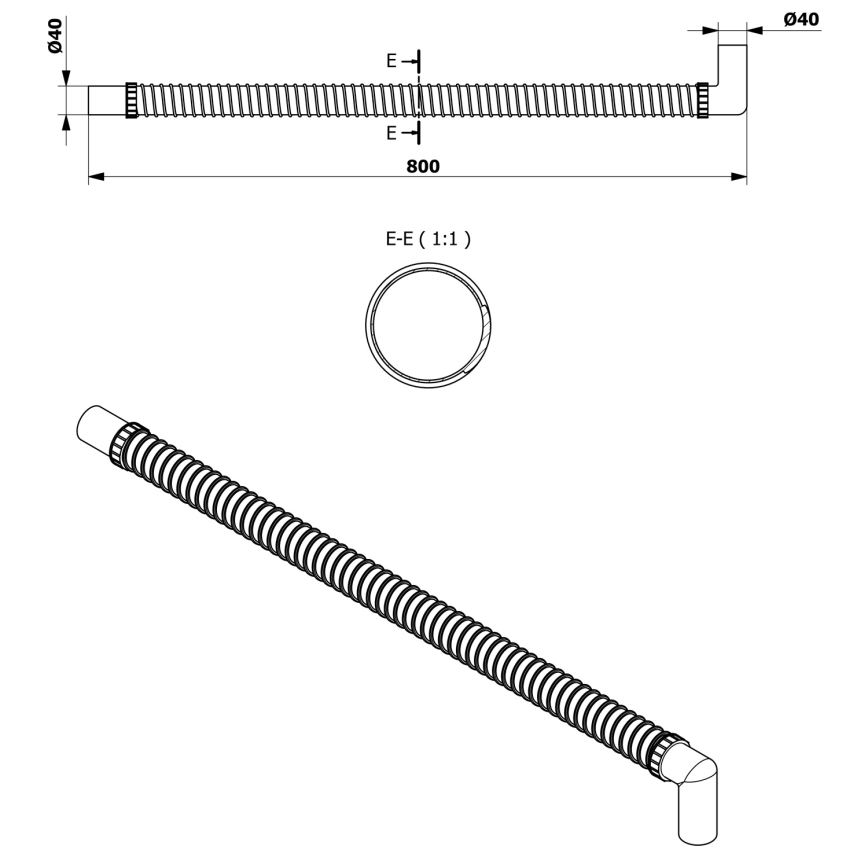 Bruckner - Flexi propojovací trubka koleno 80 cm bílá