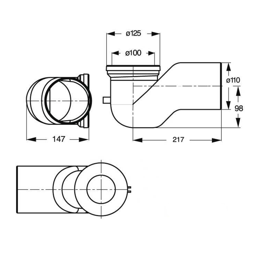 Bruckner - Koleno 90° dopojení k WC Offset 11 cm bílá