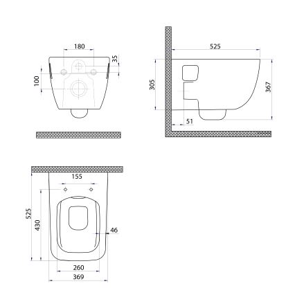 Bruckner - Závěsné WC Rimless WALTER keramika/bílá