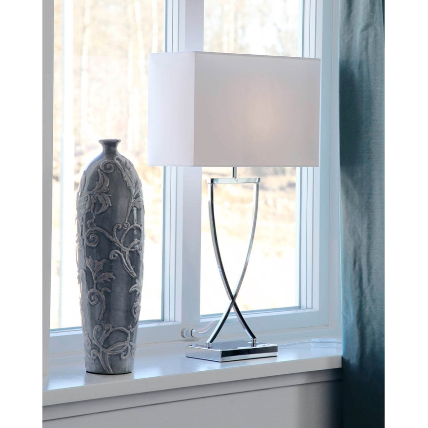 ByRydens - Stolní lampa OMEGA 1xE27/5W/230V bílá/lesklý chrom