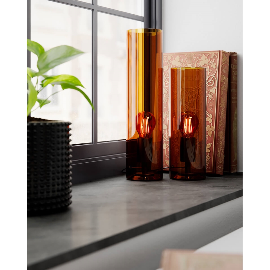 ByRydens - Stolní lampa FLAKE 1xE27/5W/230V hnědá/kouřová