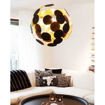 ByRydens - Lustr na lanku PLANET 4xE14/5W/230V černá/zlatá pr. 50 cm