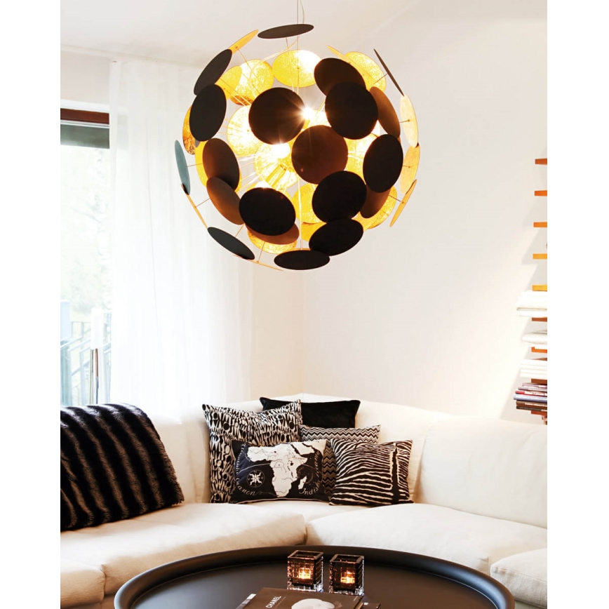 ByRydens - Lustr na lanku PLANET 4xE14/5W/230V černá/zlatá pr. 50 cm