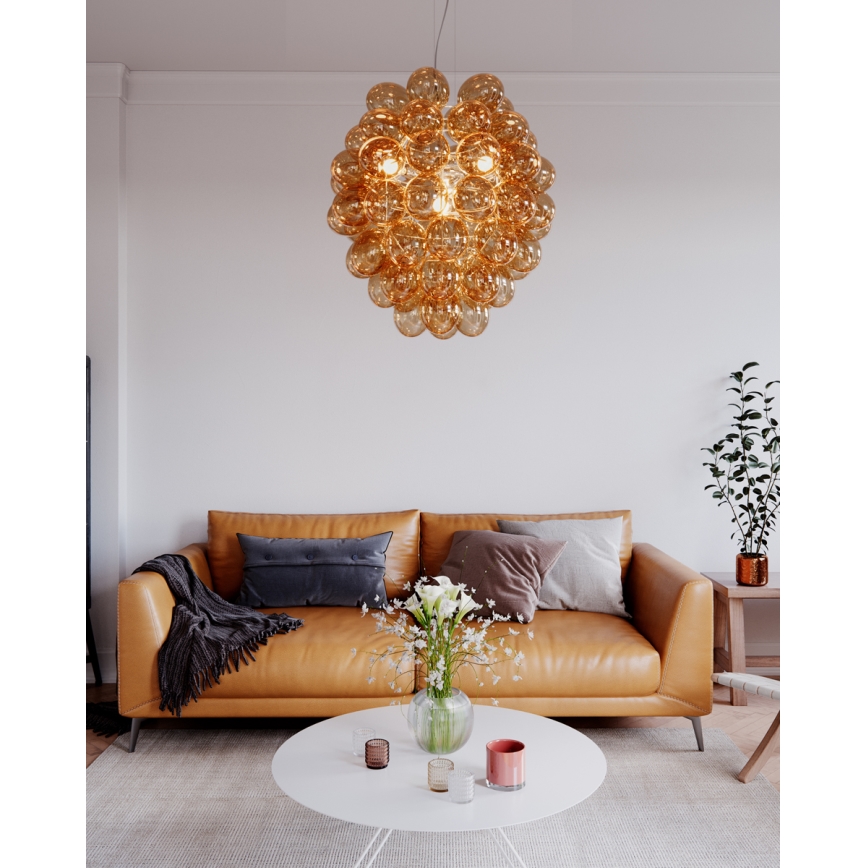 ByRydens - Lustr na lanku DELUXE 4xE14/5W/230V kouřová/hnědá pr. 64 cm