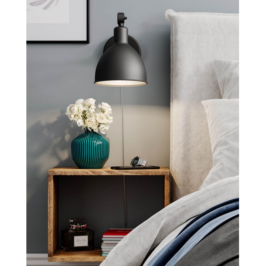 ByRydens - Nástěnná lampa BAZAR MINI 1xE27/5W/230V černá