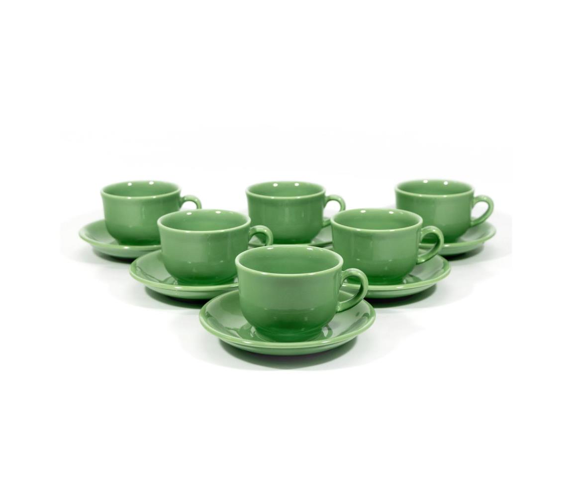 Výrobce po 1 ks Čajová sada 6x keramický šálek s podšálkem zelená KK10803